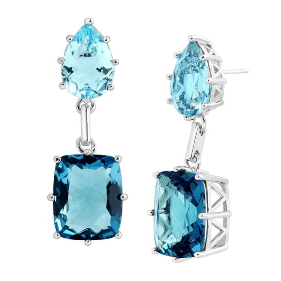 Jewelry - Silver Sky Blue Topaz & Spinel Drop Earrings